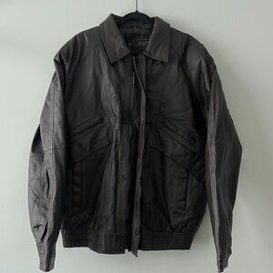 Vintage Men's Black Leather Jacket‎ - XLT